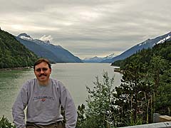 Looking rumpled at a vista point on the road back