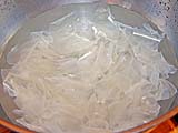 Rectangular pieces of flat mung bean noodle