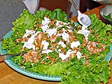 Topping salad with coconut cream