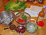 Shrimp, tamarind, chillies, and sauce ingredients