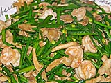 Chive Flower Buds with Shrimp and Oyster Mushrooms
