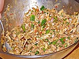 Adding roasted rice powder and peanuts