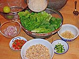Pork skin, shallots, young ginger, chillies, and peanuts