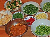 Curry paste and vegetables ready for the wok