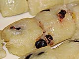Sticky rice and banana extreme close-up