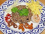 Attractive presentation of fried rice and toppings