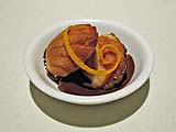 Orange madeleines in 72% Valrhona chocolate