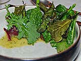 Leaves with roasted chicken vinaigrette