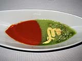 Soups of Chicago-style pizza and Caesar salad